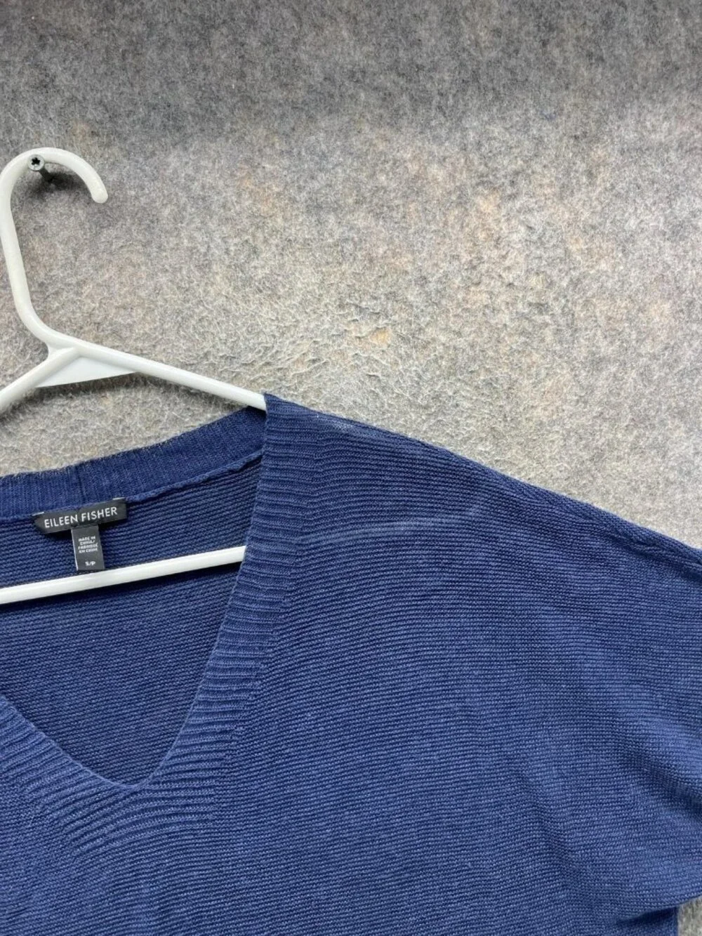 Eileen Fisher Sweater Women Small Petite Blue V Neck Short Sleeve Dolman